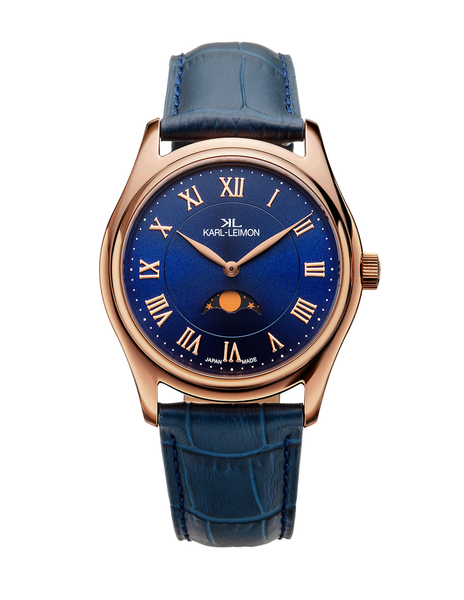 Single Moonphase GOLD IP BLUE - KARL-LEIMON Watches