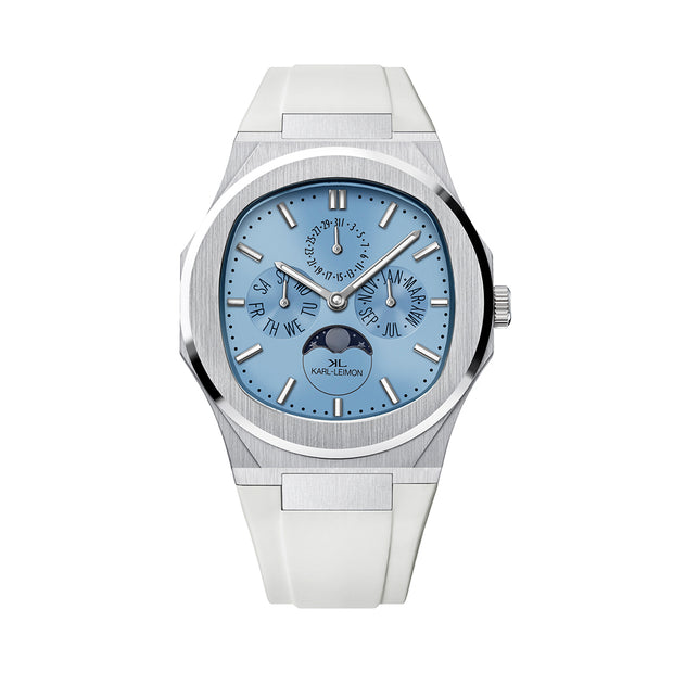 Triple Calendar Moonphase Ice Blue