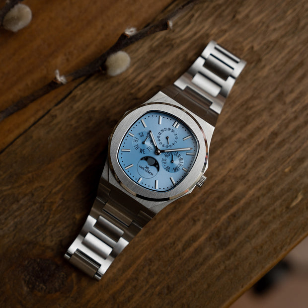 Triple Calendar Moonphase Ice Blue