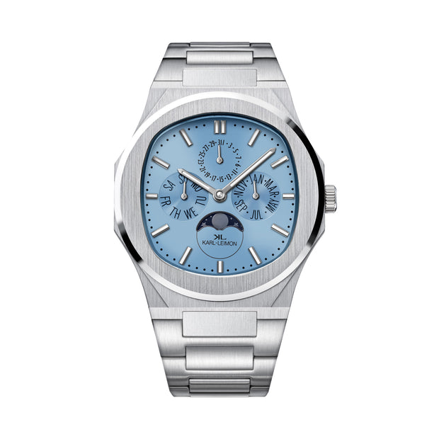 Triple Calendar Moonphase Ice Blue