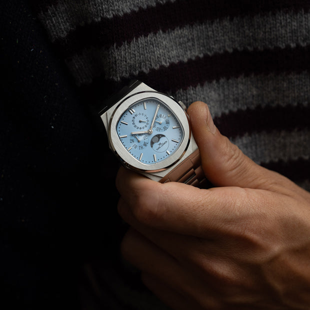 Triple Calendar Moonphase Ice Blue