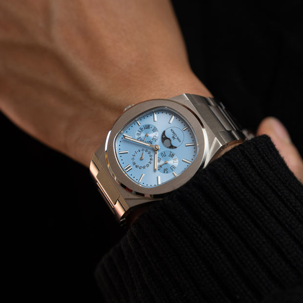 Triple Calendar Moonphase Ice Blue