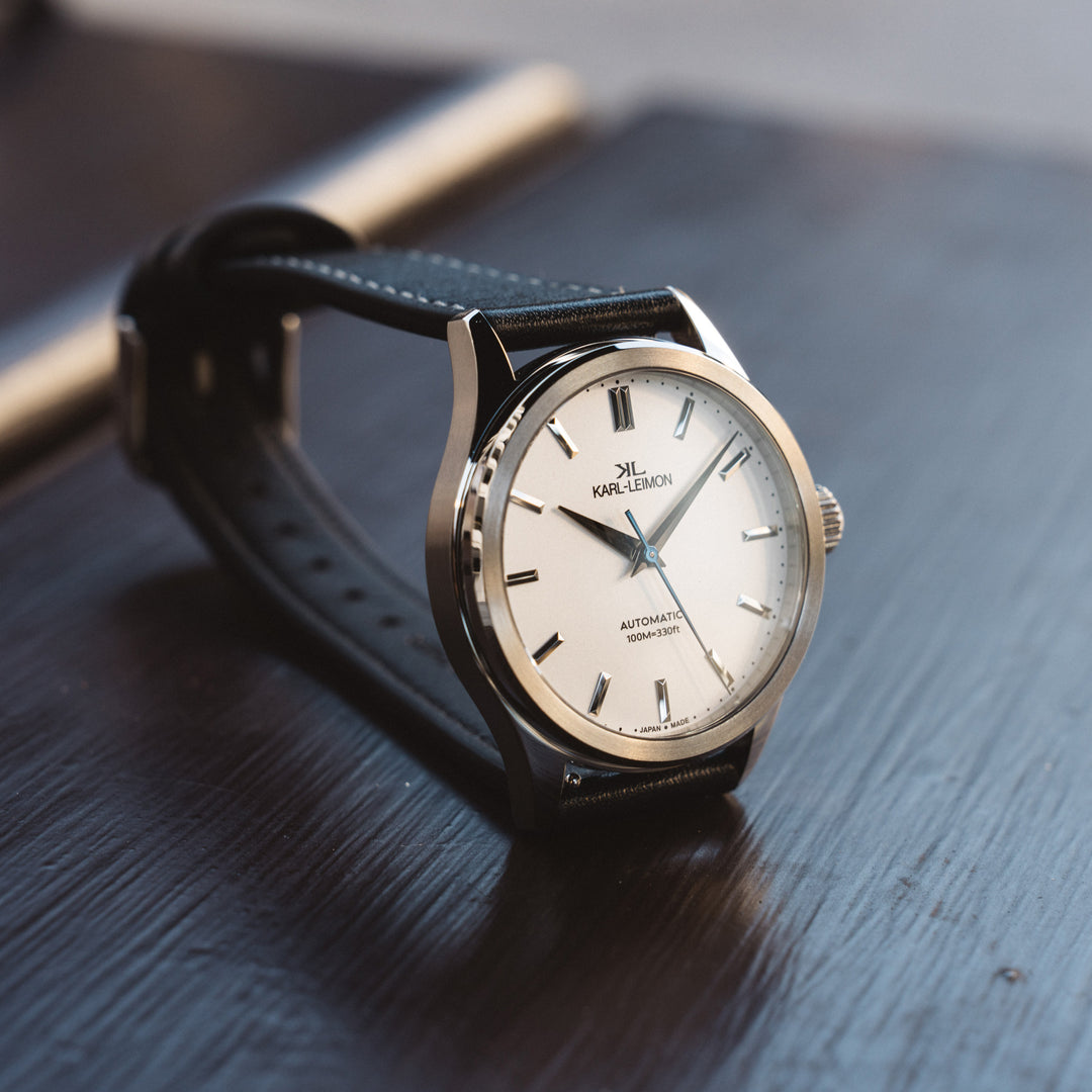 のんた Non Date WHITE Heat Treated Blue Hands - KARL-LEIMON Watches
