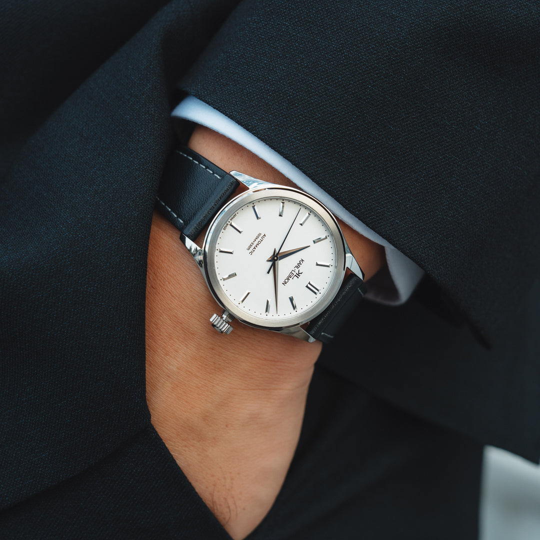 Non Date WHITE Heat Treated Blue Hands - KARL-LEIMON Watches