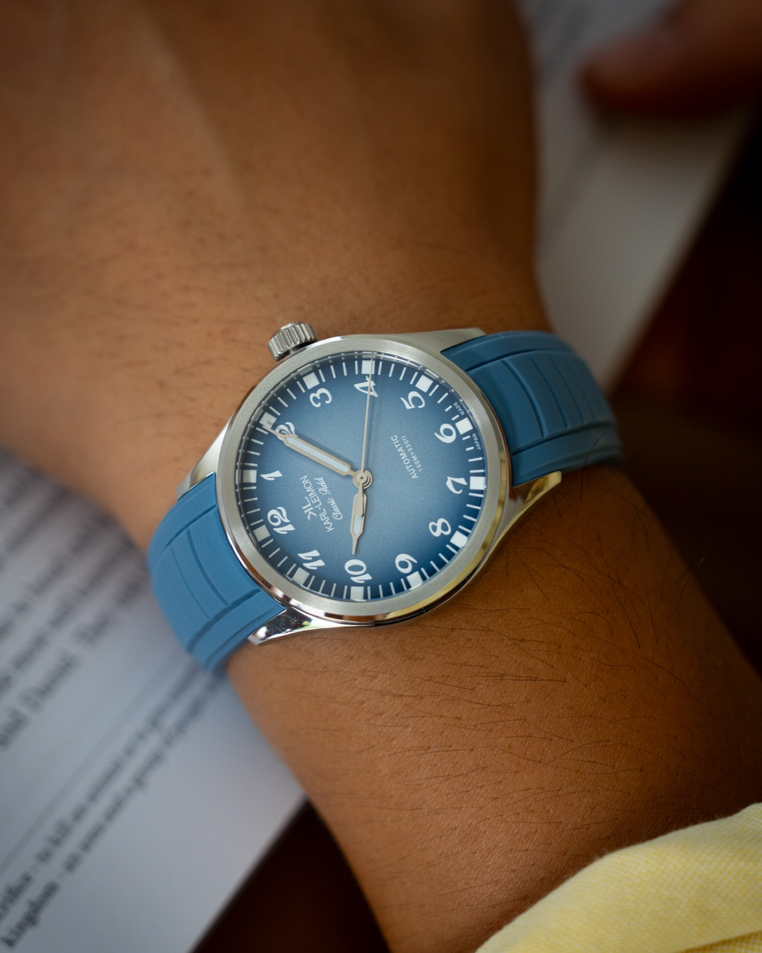 アラブ　エルサレム陶器 Arabic Printed Ice Blue - KARL-LEIMON Watches