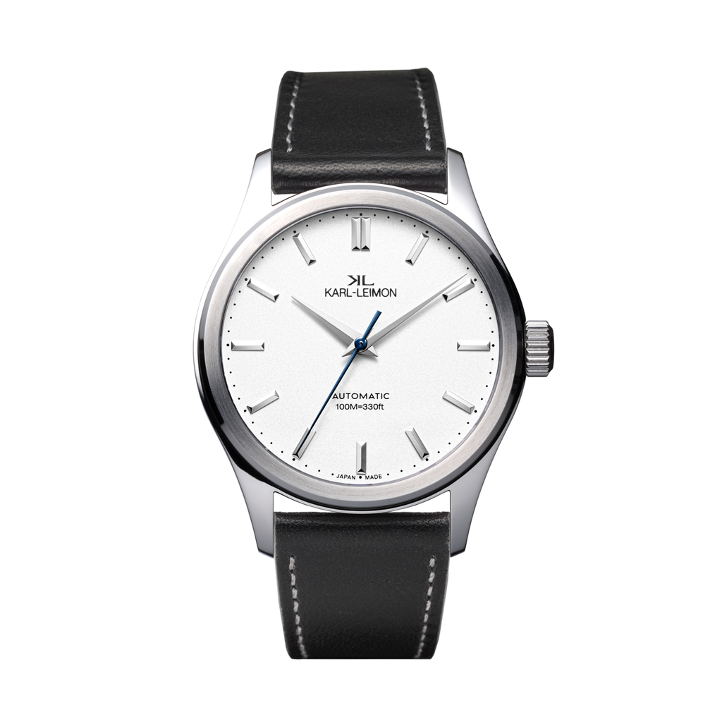 Non Date WHITE Heat Treated Blue Hands - KARL-LEIMON Watches