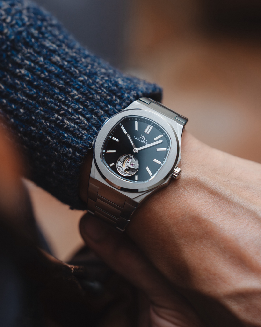 Open Heart Lacquer Black - KARL-LEIMON Watches Open Heart Lacquer Black - KARL-LEIMON Watches