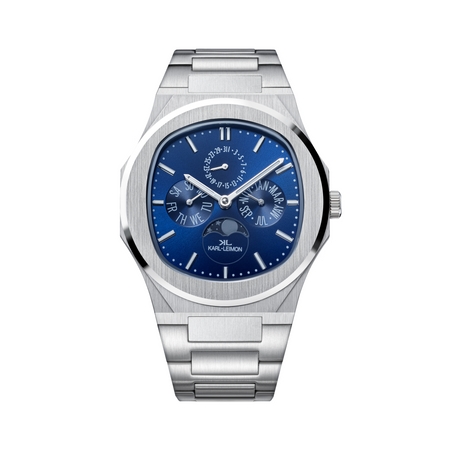 Triple Calendar Moonphase BLUE - KARL-LEIMON Watches