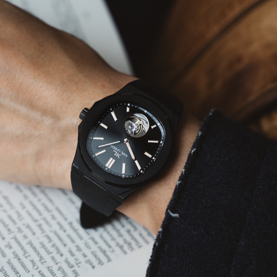 Open Heart LIMITED BLACK - KARL-LEIMON Watches