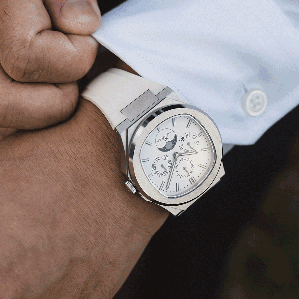 Triple Calendar Moonphase Ice Blue - KARL-LEIMON Watches