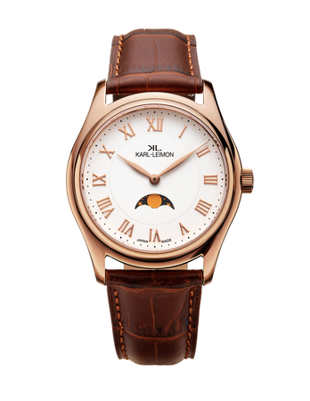 Single Moonphase GOLD IP WHITE - KARL-LEIMON Watches