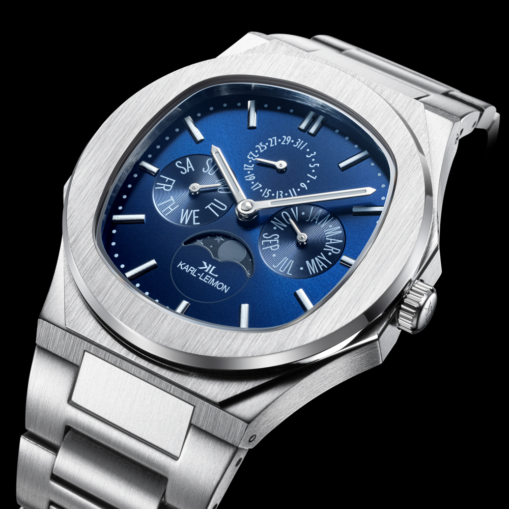 Triple Calendar Moonphase BLUE - KARL-LEIMON Watches