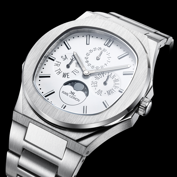 Triple Calendar Moonphase WHITE - KARL-LEIMON Watches Triple Calendar Moonphase WHITE - KARL-LEIMON Watches