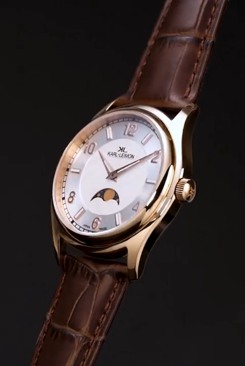 Single Moonphase GOLD IP WHITE - KARL-LEIMON Watches