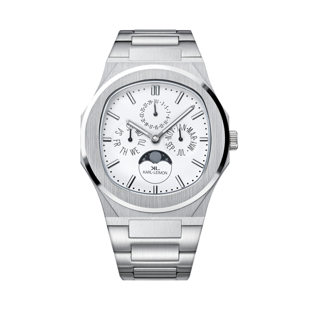 Triple Calendar Moonphase WHITE - KARL-LEIMON Watches Triple Calendar Moonphase WHITE - KARL-LEIMON Watches