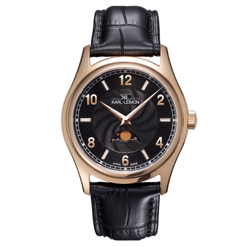 Single Moonphase GOLD IP BLACK - KARL-LEIMON Watches