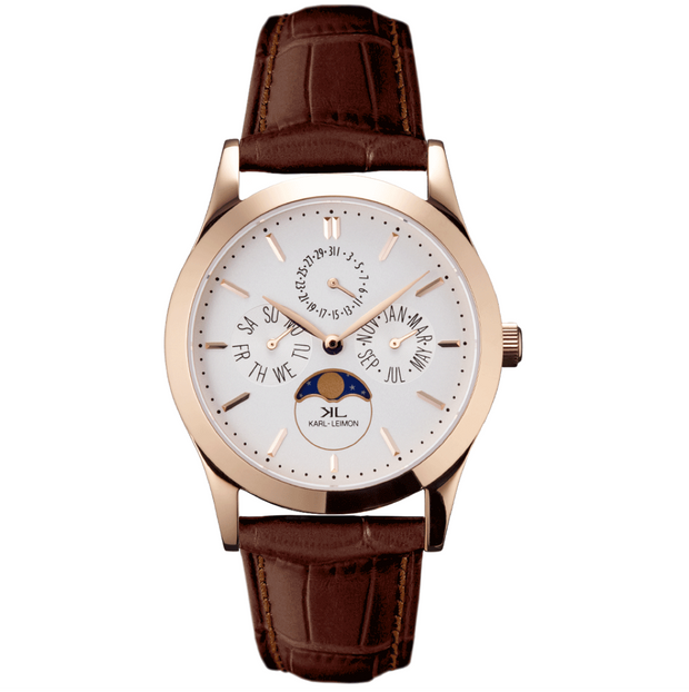 Triple Calendar Moonphase GOLD IP WHITE