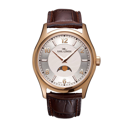 Single Moonphase GOLD IP WHITE - KARL-LEIMON Watches