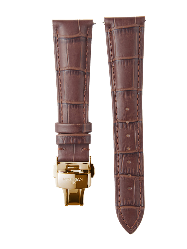 Brown Leather Gold Strap D-Buckle